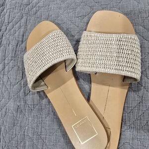 Dolce Vita Cream Woven Slide Sandals